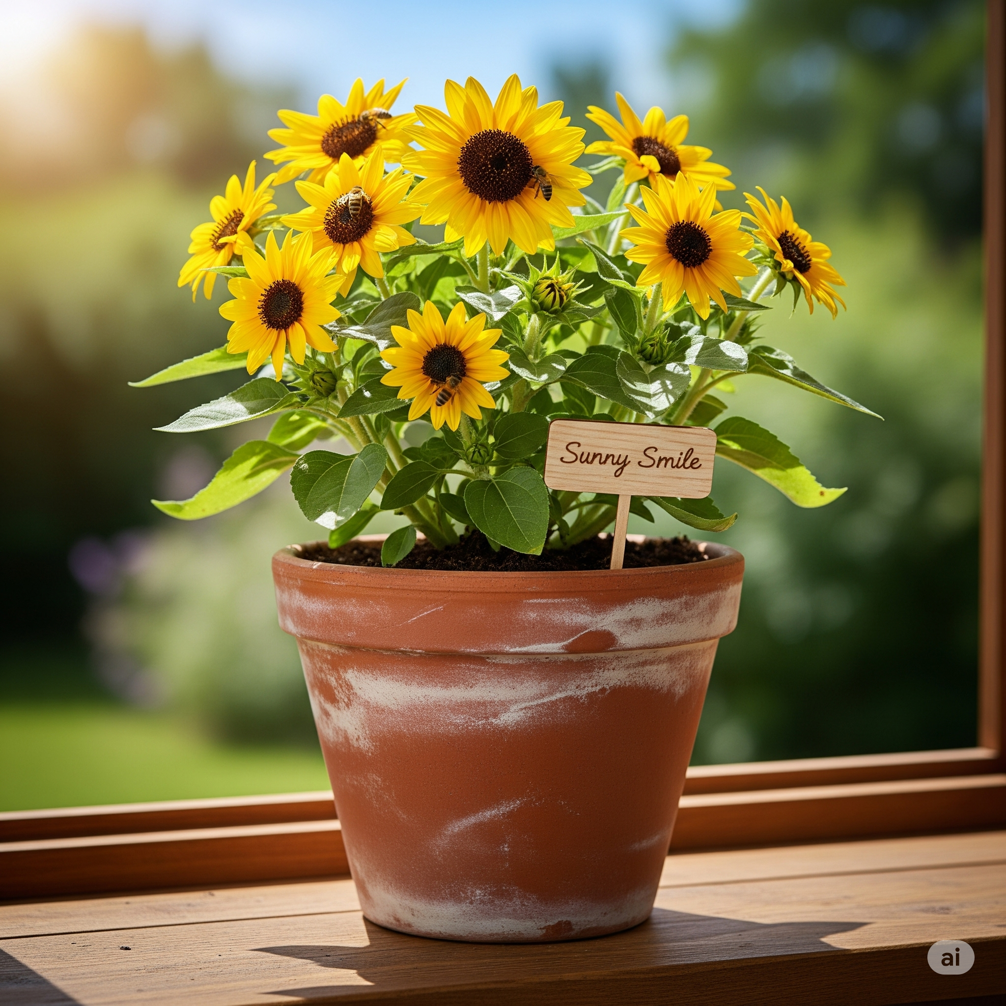 Girasole Sunny Smile – 30 semi – Nano precoce, perfetto per vasi, balconi e coltivazioni con bambini