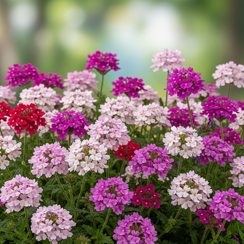 Verbena Grandiflora Mix – 30 Semi – Rustica, Portamento Aperto Cespuglioso, Fiori Piccoli Colorati Profumati, Dense Infiorescenze