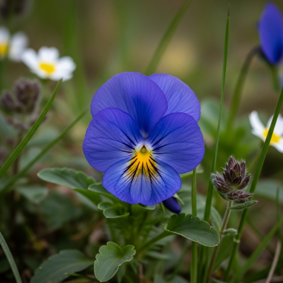 Viola del Pensiero Blu – 30 Semi – Fiori Blu Solitari, Petali Grandi Disuguali.
